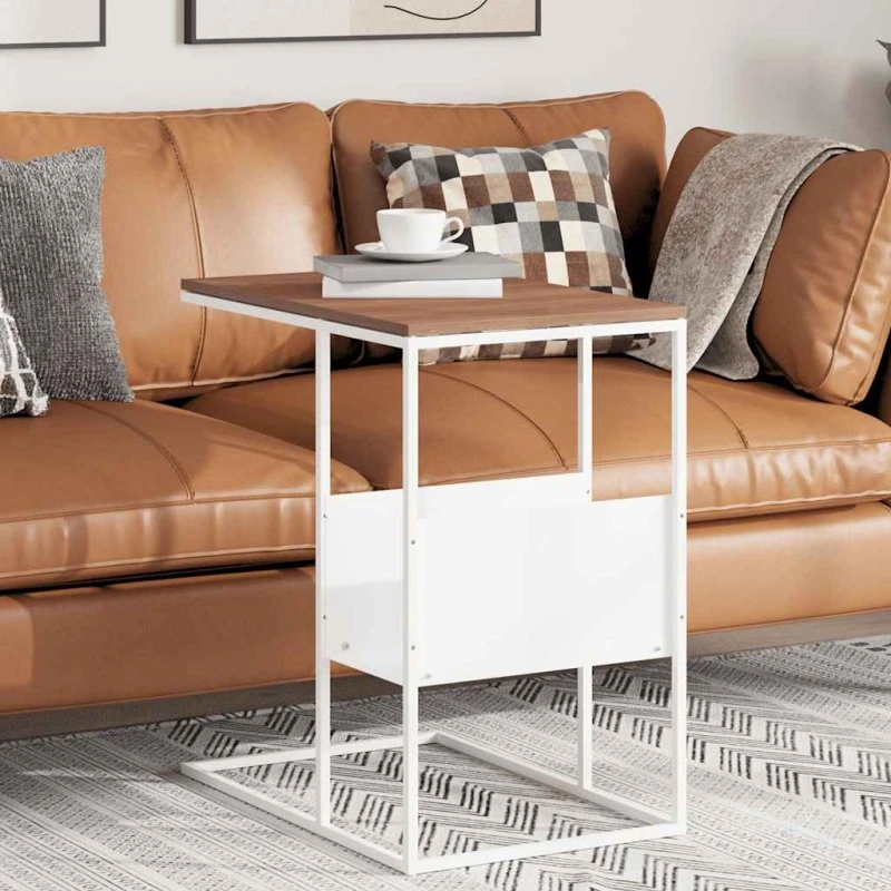 C-formet sidebord 55x36x59,5 cm hvid – konstrueret træ