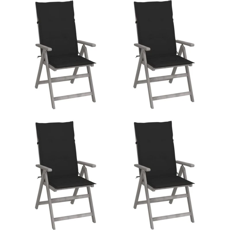 Havestole i massivt akacietræ 4 stk. med hynder