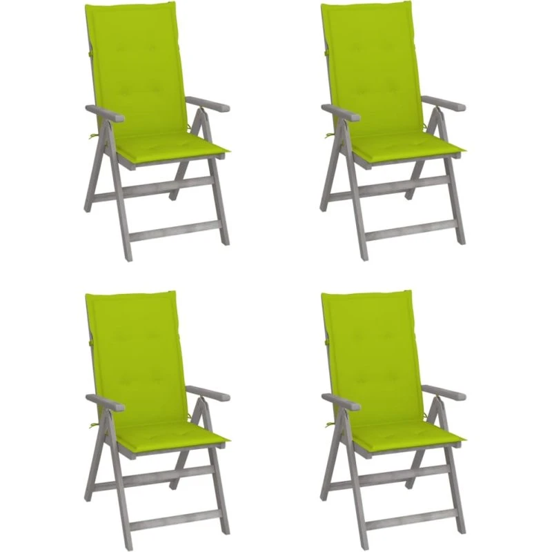 Havestole 4 stk. i massivt akacietræ med hynder