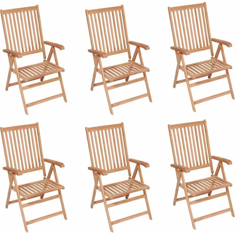Havestole 6 stk. i massivt teaktræ – foldbare lænestole