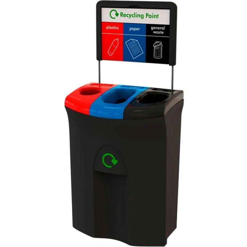 Meridian 110 L 3-rums sort med farvede låg (blå/rød)