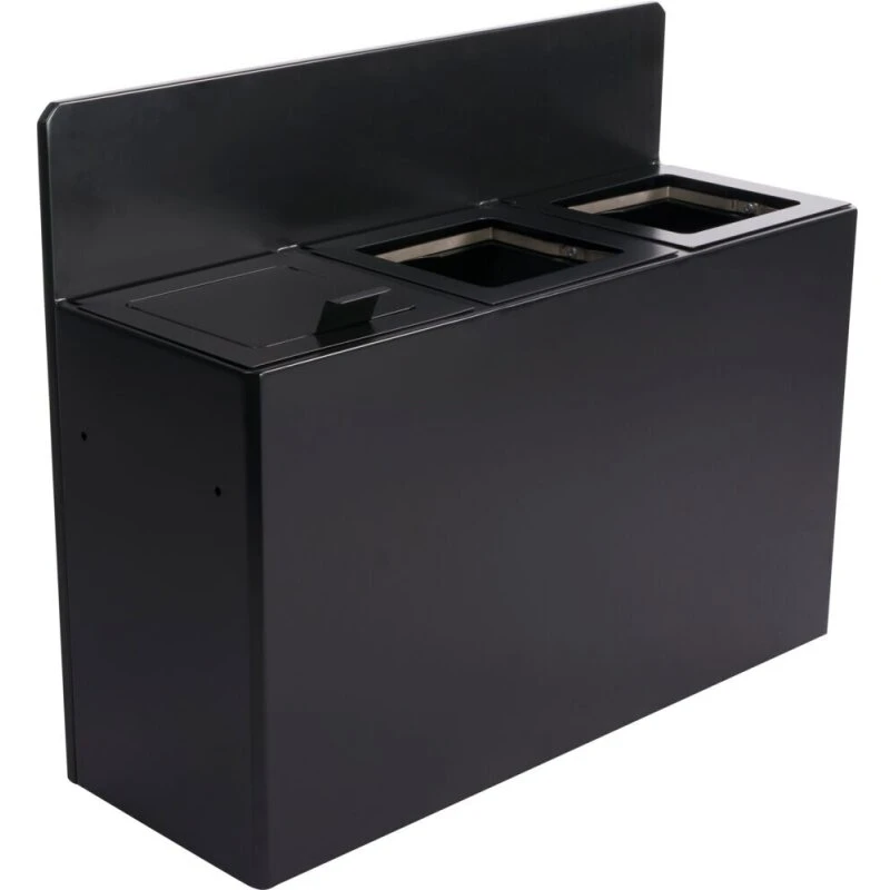 V-Part affaldsspand væghængt 3x20 L mat sort, pulverlakeret stål