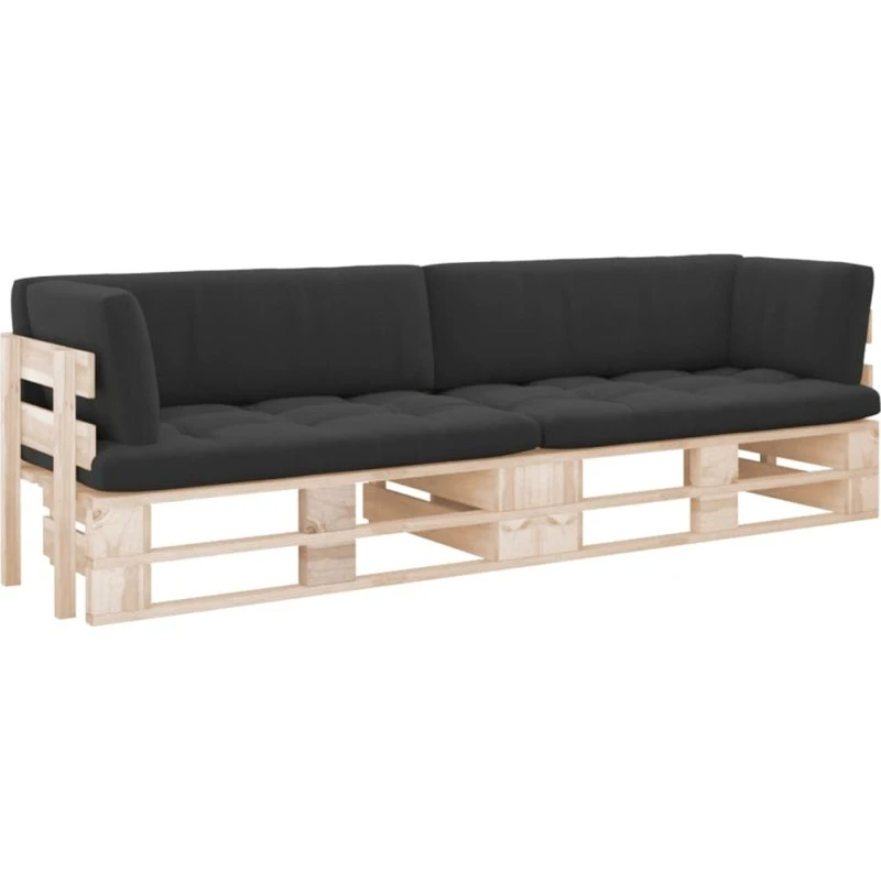 2-personers pallesofa i imprægneret fyrretræ med hynder