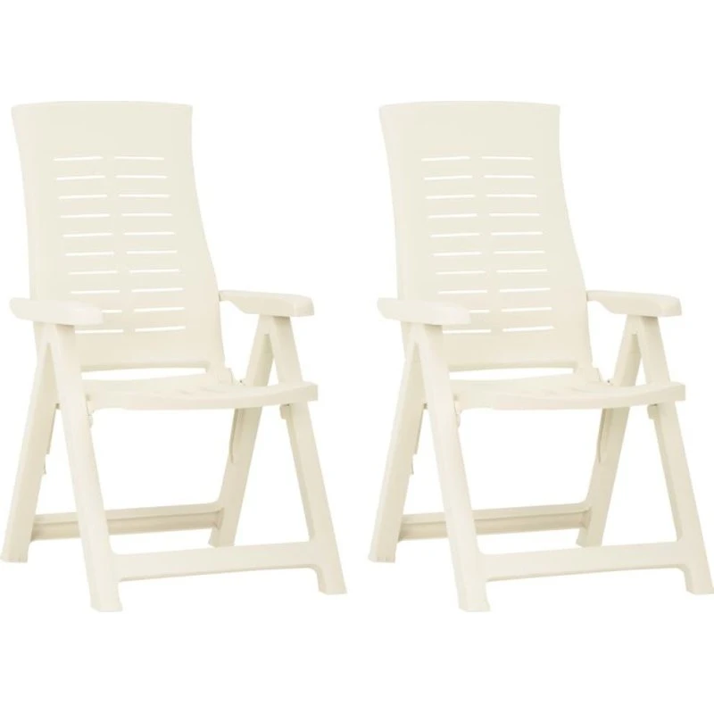 2 stk. foldbare havestole i hvid plastik