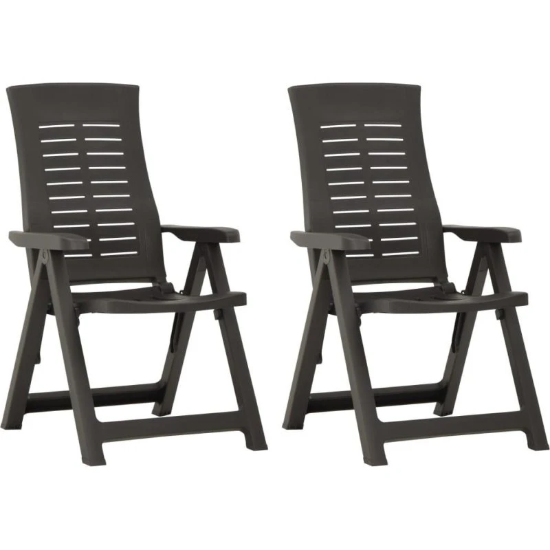 Lænestole til haven 2 stk. plast antracitgrå