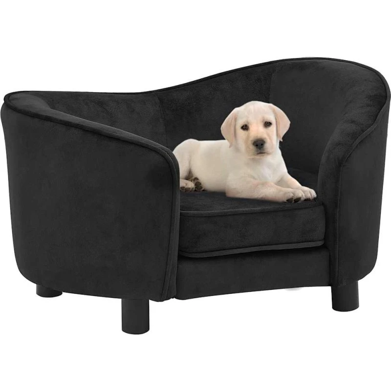Hundesofa i sort plys 69x49x40 cm
