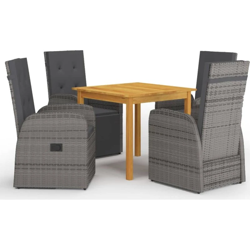 Spisebordssæt til haven 5 dele i akacietræ og polyrattan