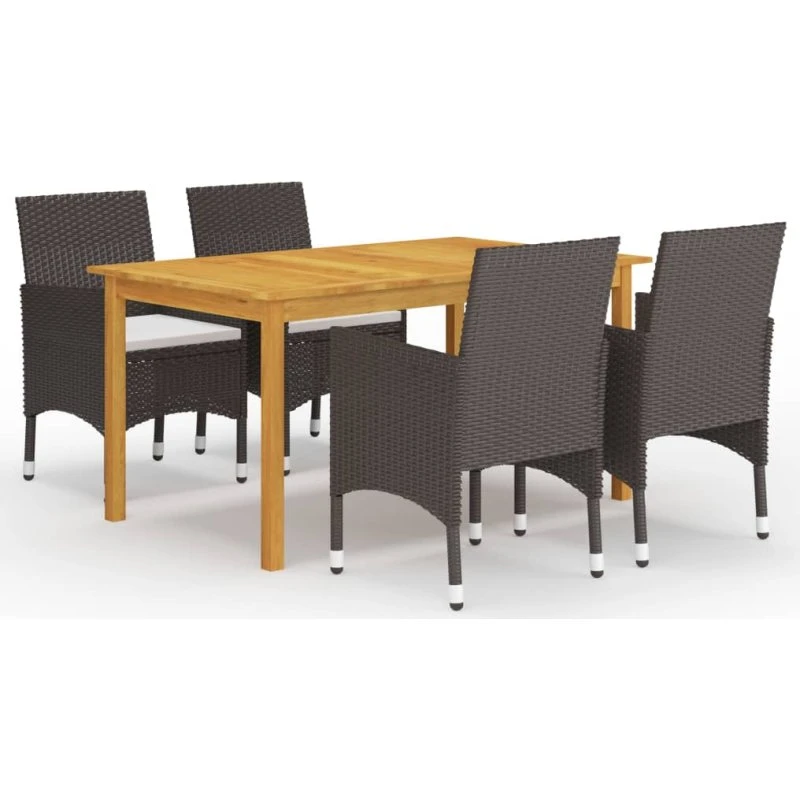 Havestole 5 dele i brun polyrattan - robuste og komfortable