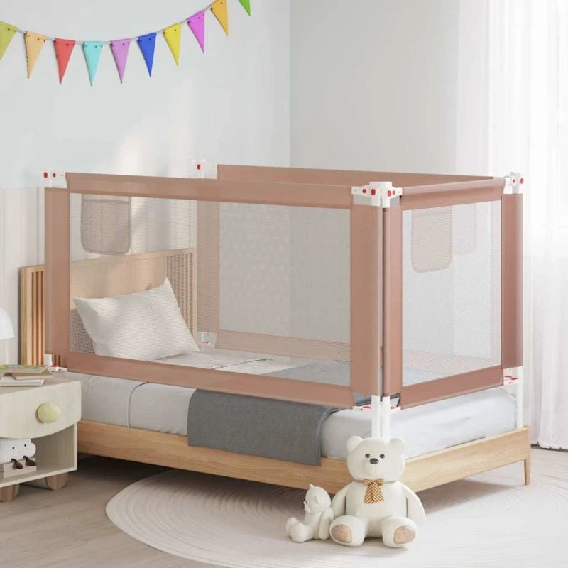 Sengehest 160x25 cm stof – gråbrun, justerbar beskyttelse