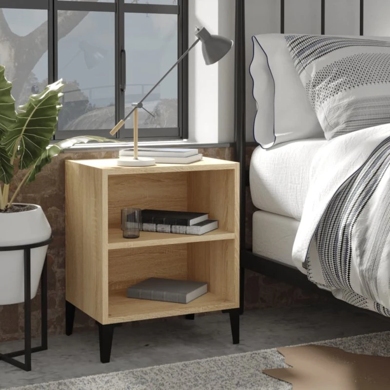 Sengebord 40x30x50 cm Sonoma-eg med metalben
