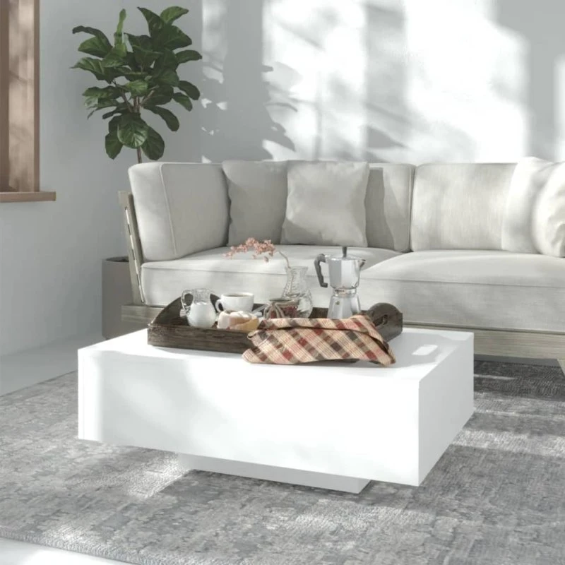 Sofabord 85x55x31 cm hvidt konstrueret træ