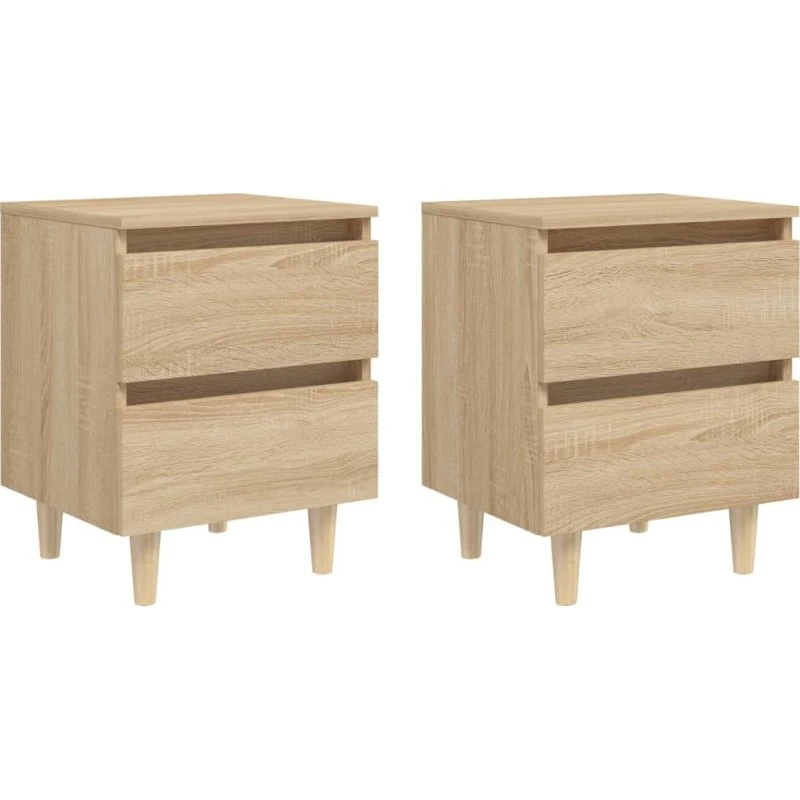 Sengeskab i massivt fyrretræ 2 stk. Sonoma-eg 40x35x50 cm