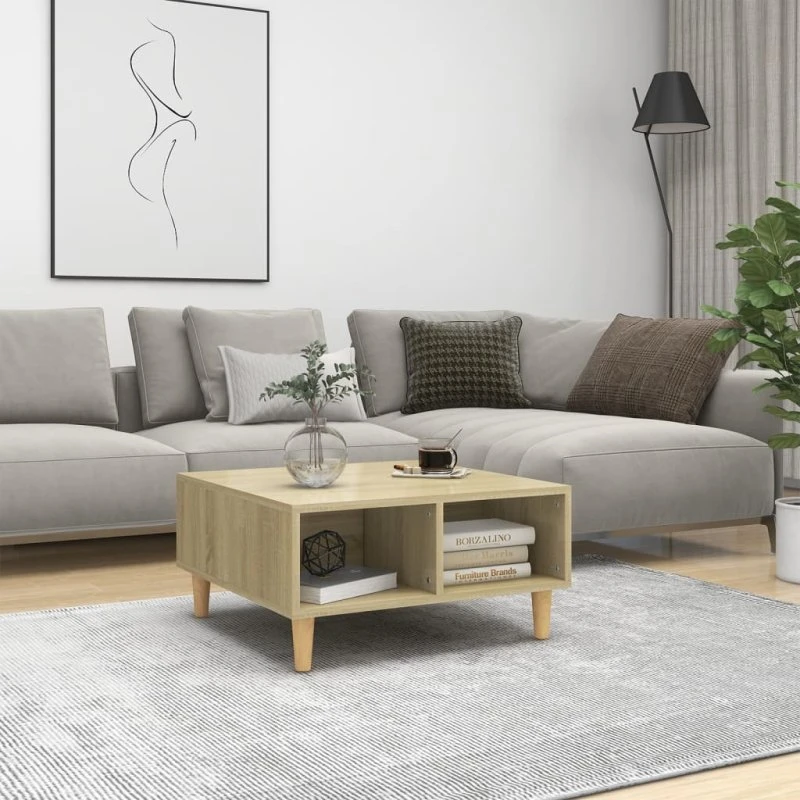 Sofabord 60x60x30 cm i sonoma-eg – skandinavisk stil