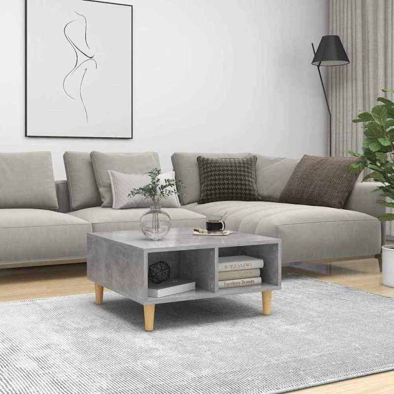 Sofabord 60x60x30 cm - Betongrå, konstrueret træ