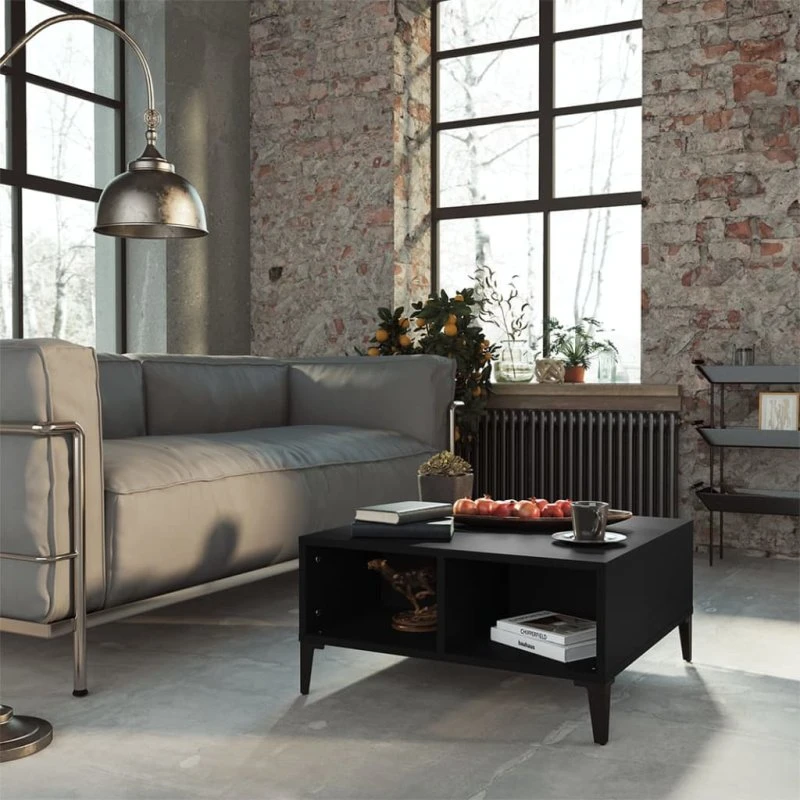 Sofabord 60x60x30 cm - Sort konstrueret træ