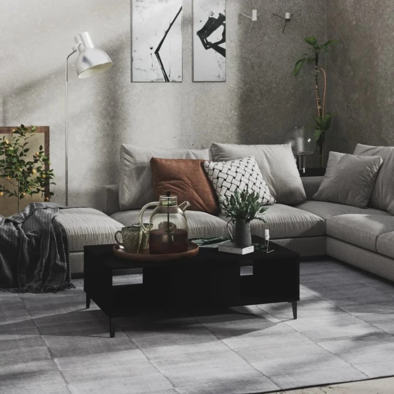 Sofabord 103,5x60x35 cm sort – industrielt konstrueret træ