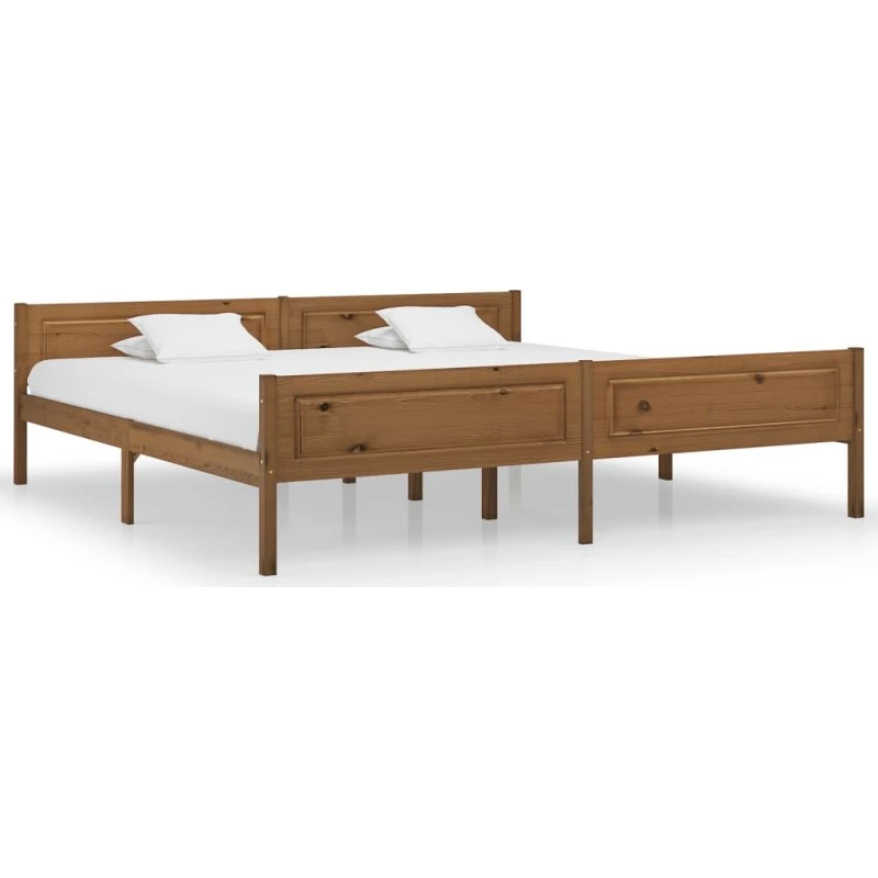 Sengestel i massivt fyrretræ 200x200 cm – gyldenbrun