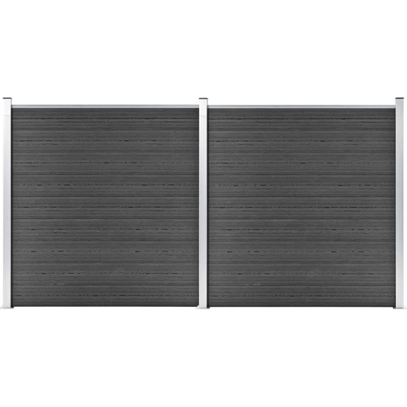 WPC hegnspanelsæt 353x186 cm — sort