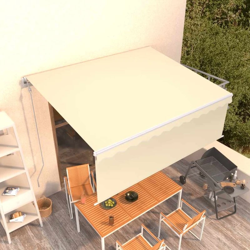 Automatisk terrassemarkise 4x3 m med gardin - creme