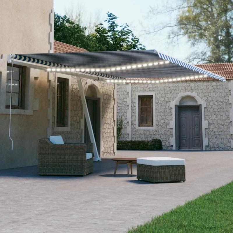 Markise 600x300 cm med LED & vindsensor, automatisk