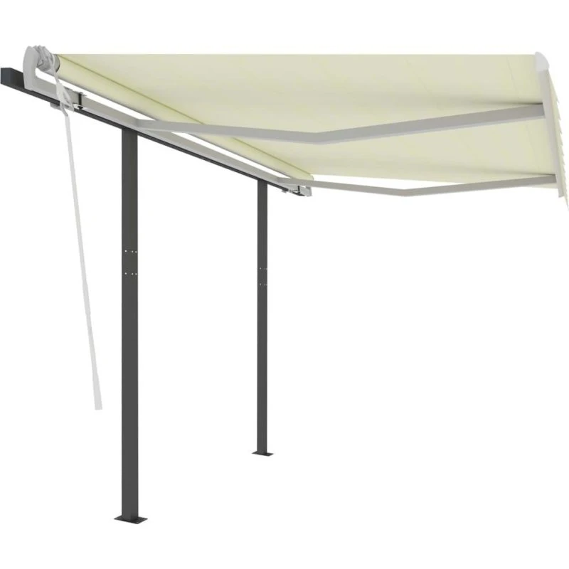Automatisk markise 3,5x2,5 m creme – med stolper