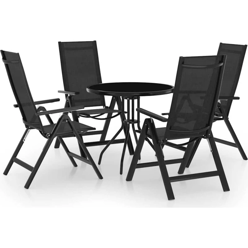 Bistrosæt 5 dele i sort/antracit – positionsstole & bord