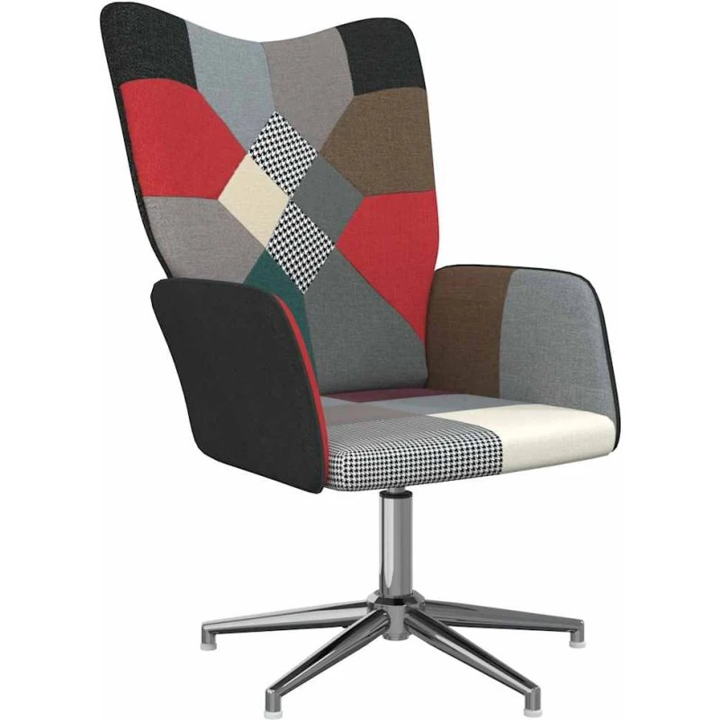 Lænestol i mørkt patchwork med 360° drejefunktion