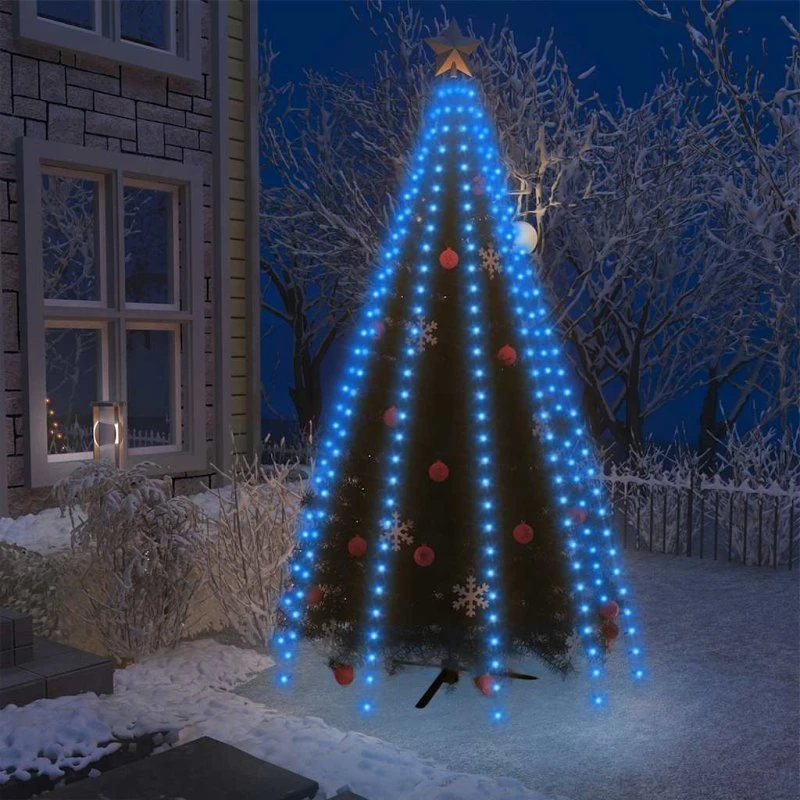 Lysnet til juletræ 300 LED, 300 cm – blå