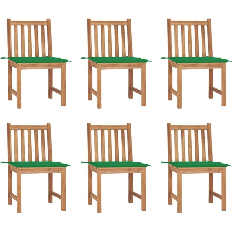 Havestole 6 stk. i massivt teak med hynder