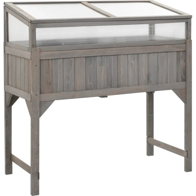 Højbed med drivhus i massiv gran 110x54x120 cm
