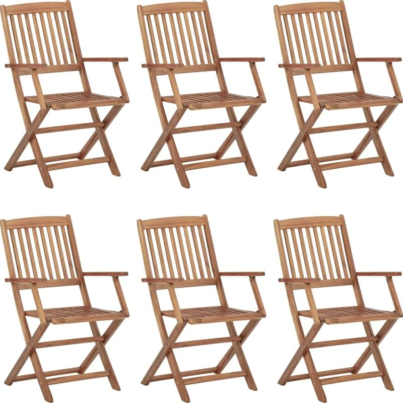 Foldbare havestole i massivt akacietræ, 6 stk.