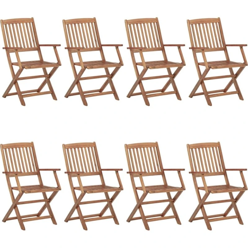 Foldbare havestole i akacietræ, 8 stk.