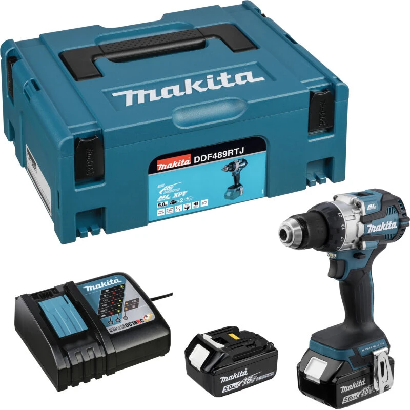 Makita DDF489RTJ 18V børsteløs skruemaskine 2x5,0Ah