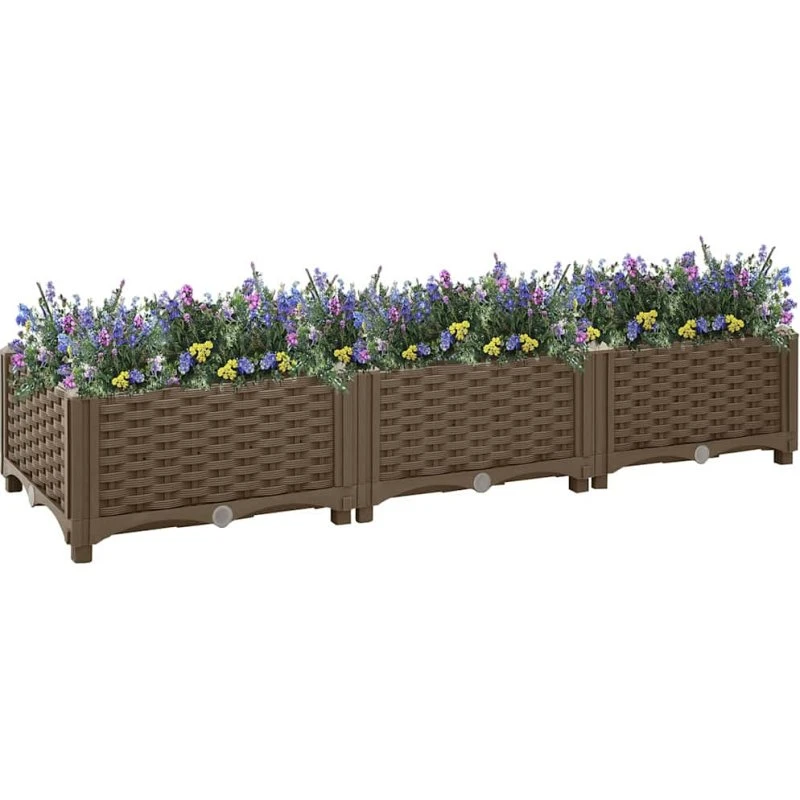 Højbed 120x40x23 cm i polypropylen – brun