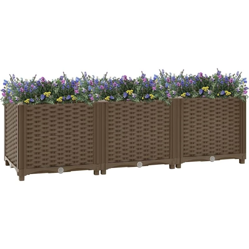 Højbed 120x40x38 cm i polypropylen – brun