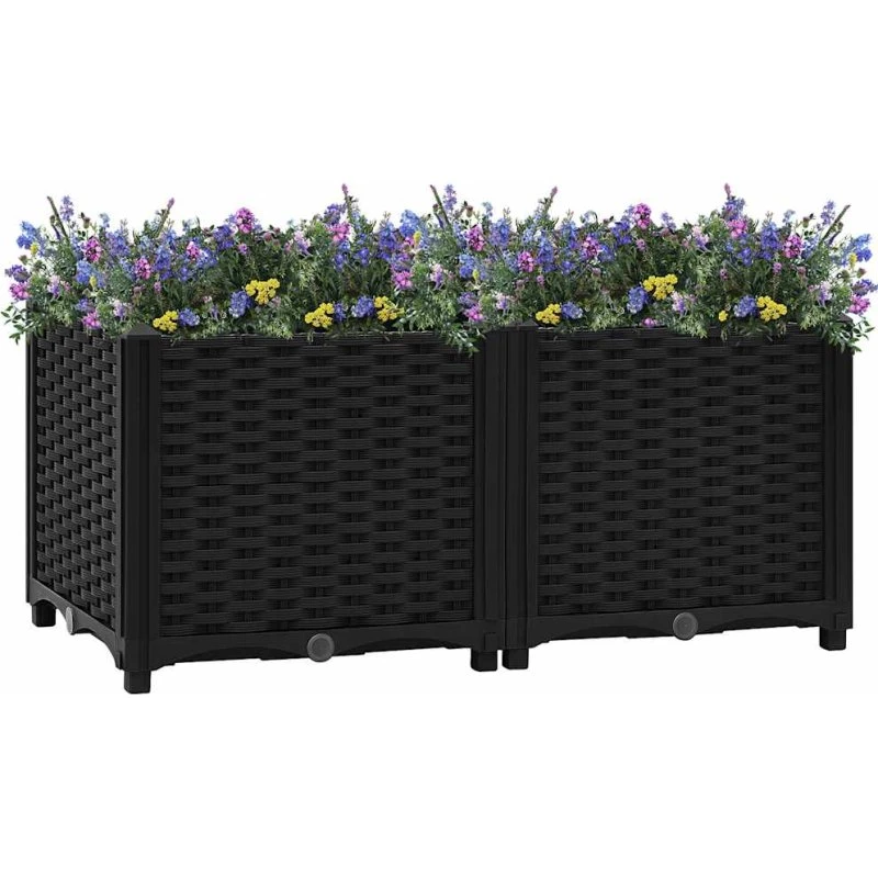 Højbed 80x40x38 cm i polypropylen – sort
