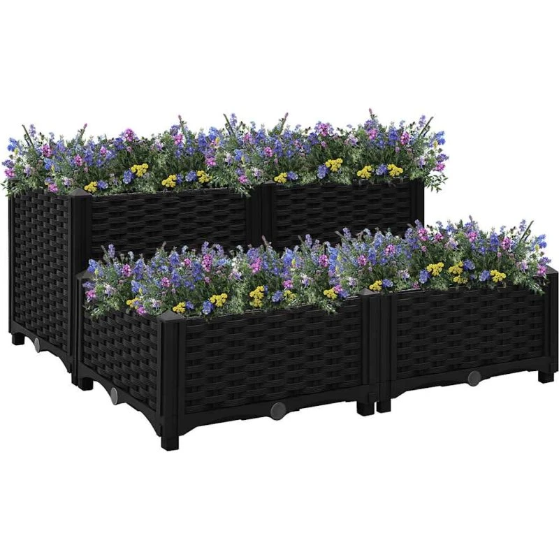 Højbed 80x80x38 cm i sort polypropylen