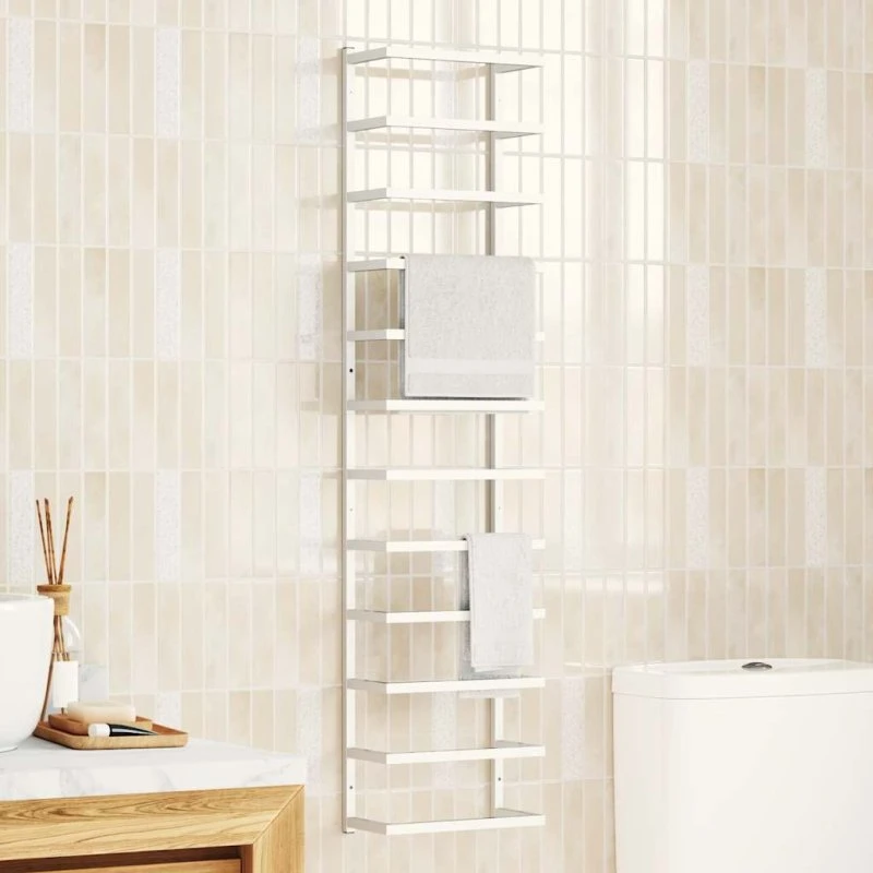 Håndklædeholder væg i stål 24x12x96 cm - hvid