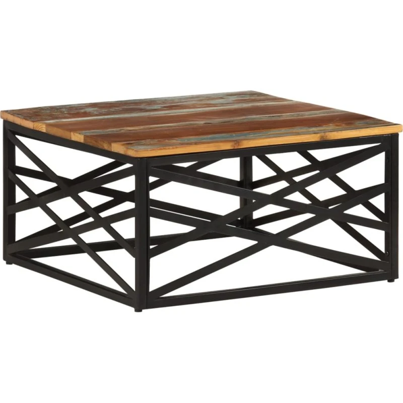 Sofabord 68x68x35 cm i massivt genbrugstræ