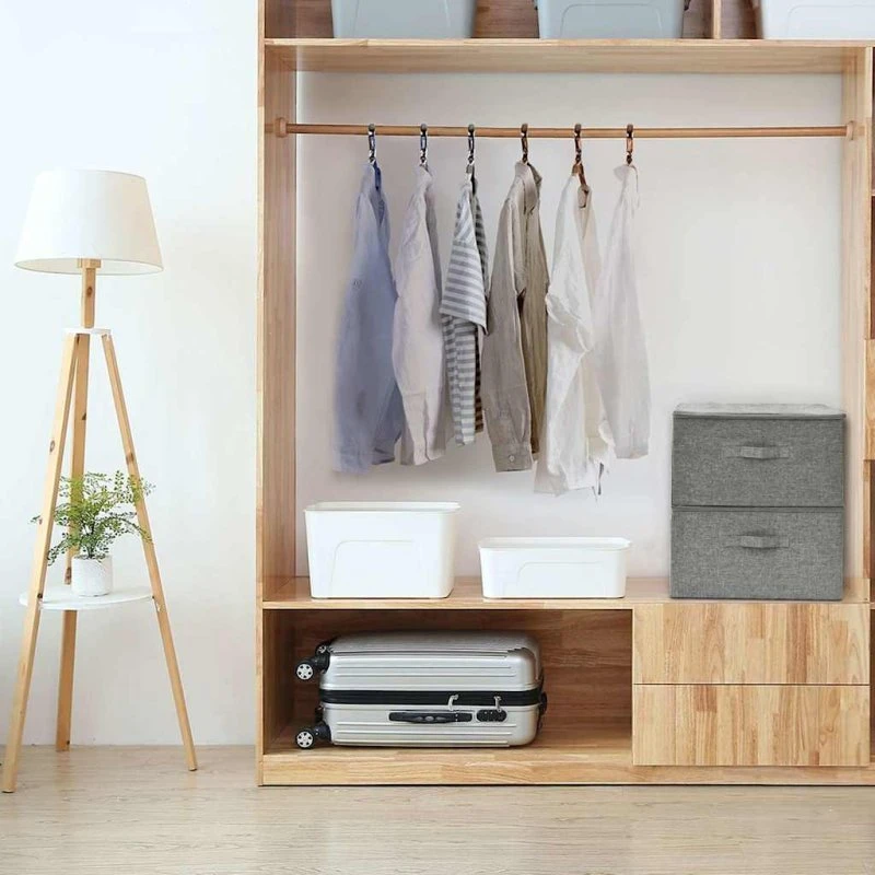 Foldbare opbevaringskasser 2 stk. 43x34x23 cm - grå