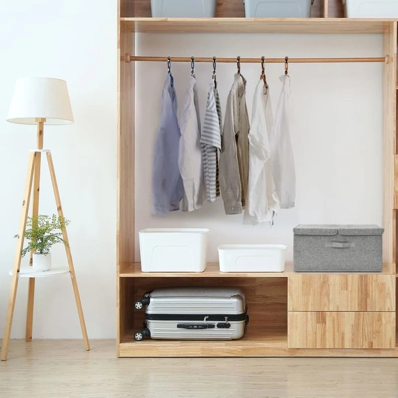 Opbevaringskasse i stof 50x30x25 cm – 2 rum, grå