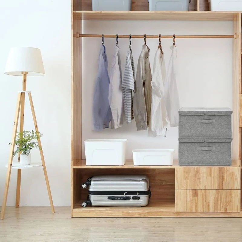 Opbevaringskasser i stof 2 stk. 50x30x25 cm - grå