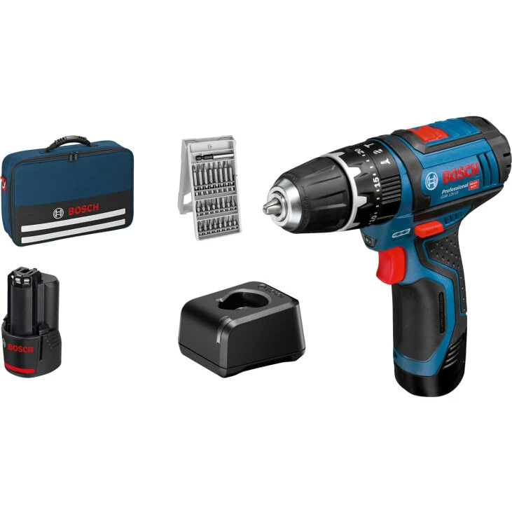 Bosch GSB 12V-15 slagboremaskine, 2x12V 2,0Ah, 25XT