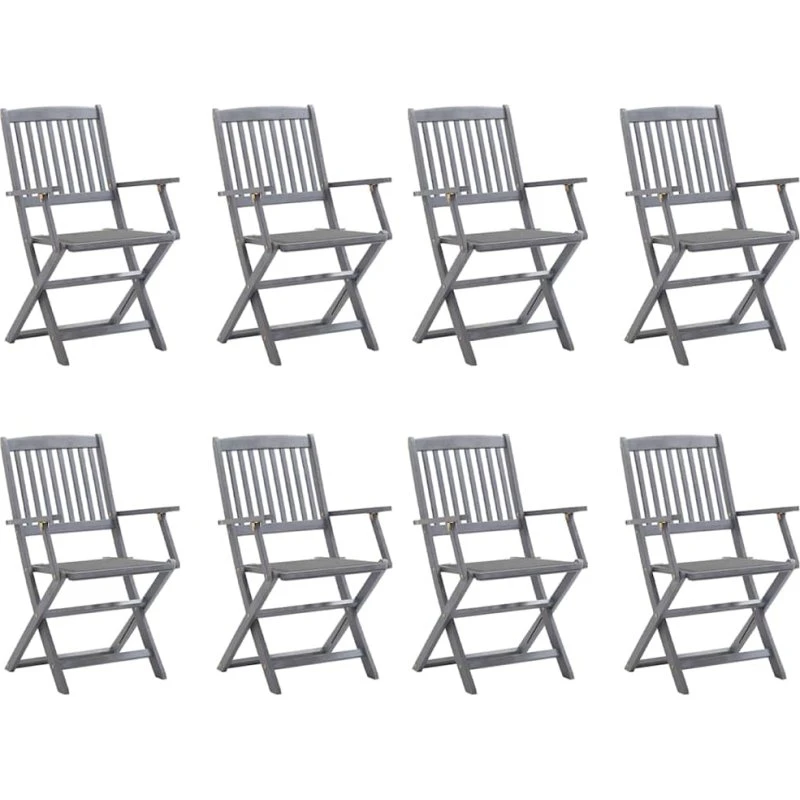 Foldbare havestole 8 stk. med hynder i akacietræ