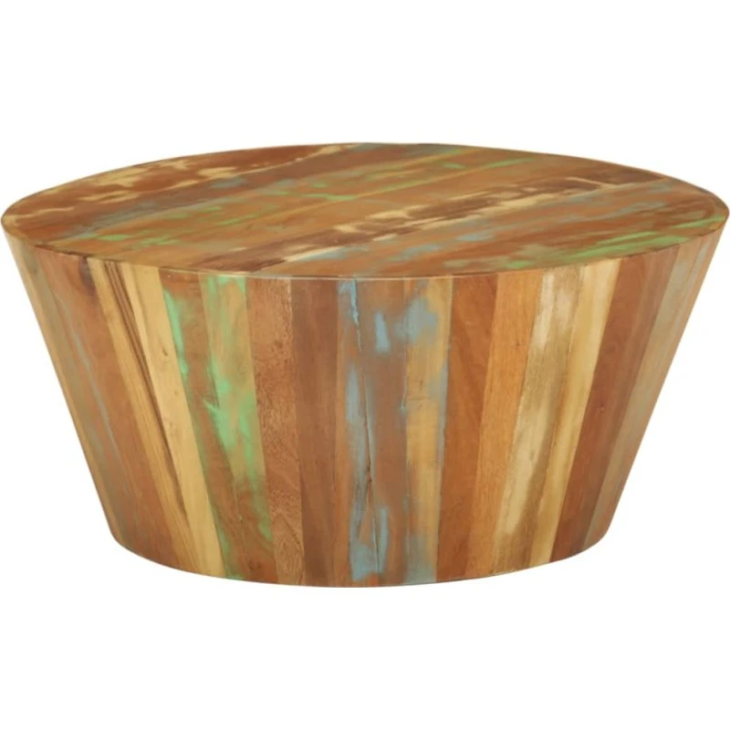 Sofabord Ø65x31 cm i massiv genbrugstræ - håndlavet