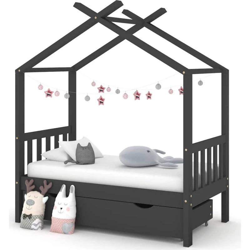 Sengestel til børn 70x140 cm i massivt fyrretræ med skuffe