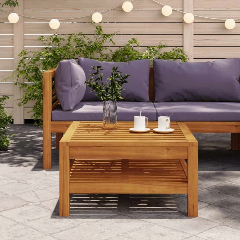 Sofabord i massivt akacietræ 65x65x35 cm