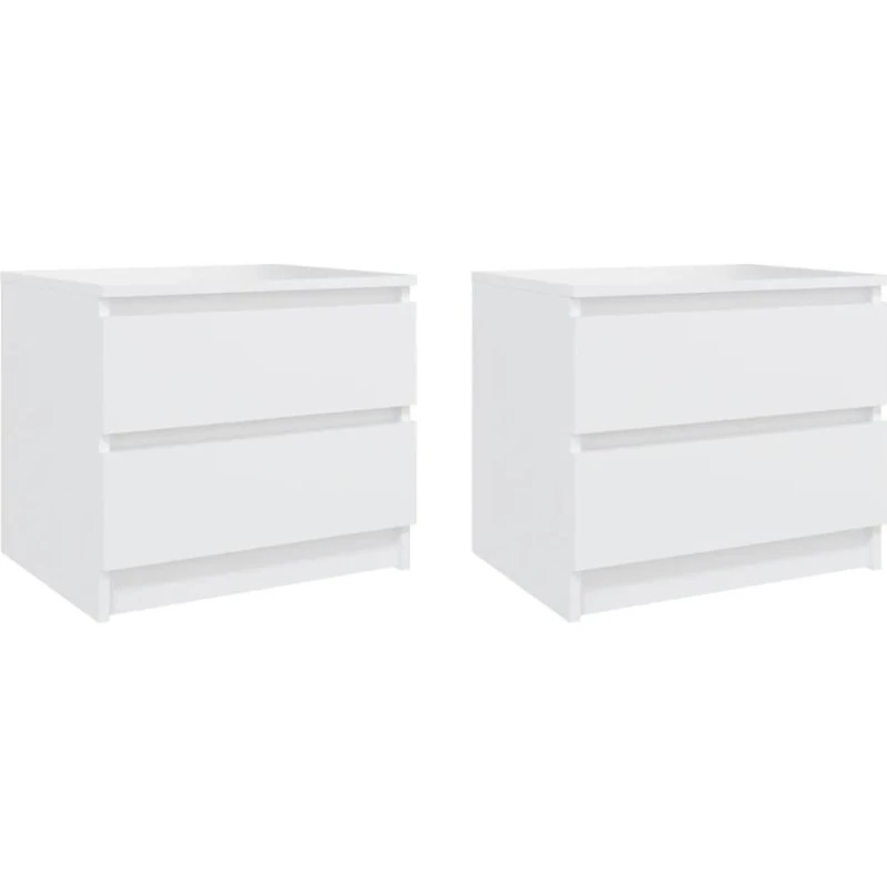 Sengeborde 2 stk. hvid 50x39x43,5 cm – konstrueret træ