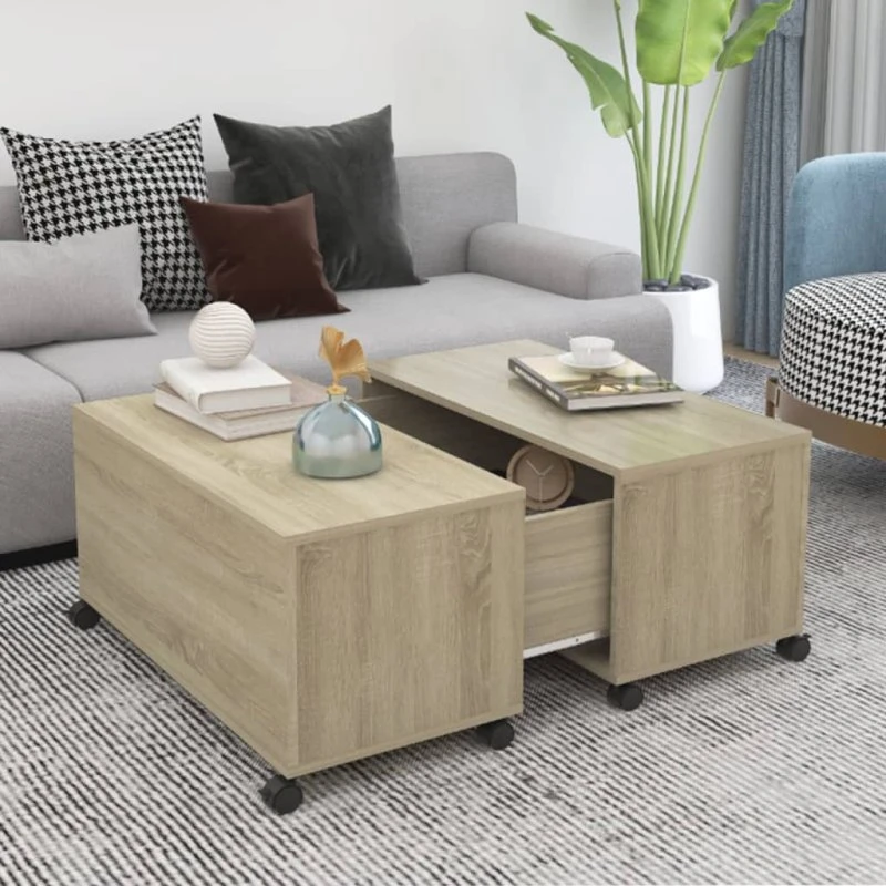 Sofabord 75x75x38 cm i sonoma-eg – konstrueret træ