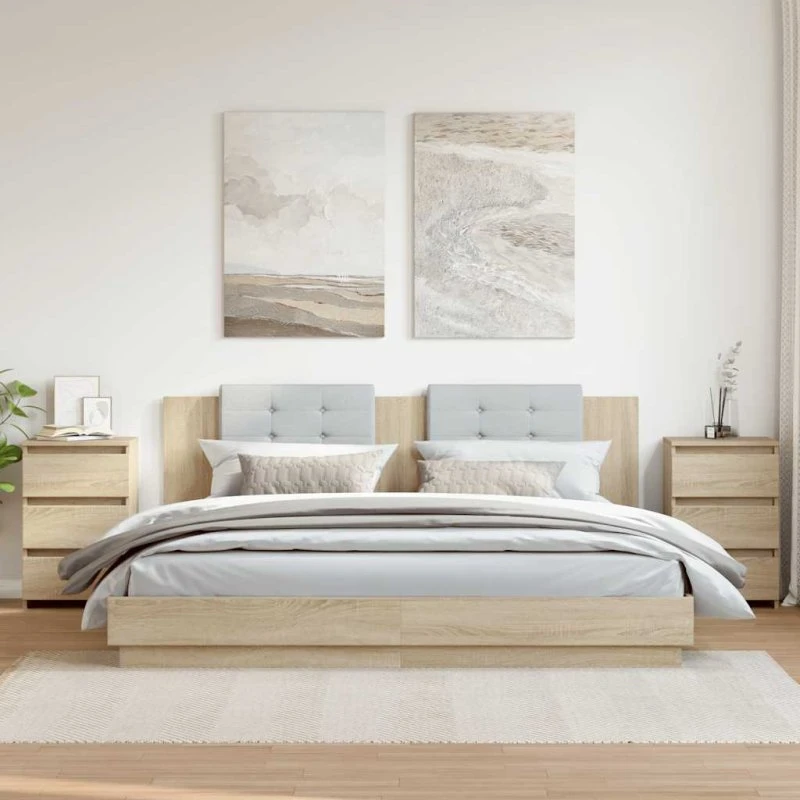 Sengeborde 2 stk. 40x35x62,5 cm – egetræsfarvet